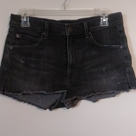 a gold e jean shorts